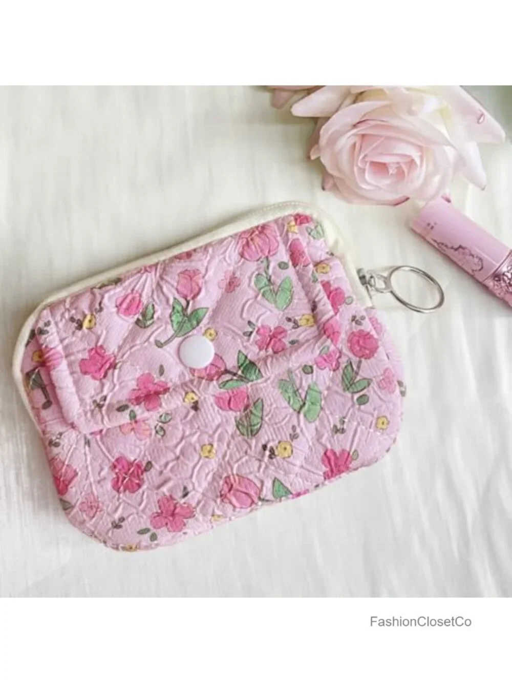 Cotton Quilted Small Coin Purse Digital Camera Pouch Zipper Wallet